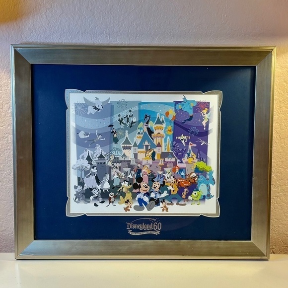 2016 Disneyland Diamond 60th Anniversary Framed Lithograph & Minnie Ears Set - Picture 2 of 11